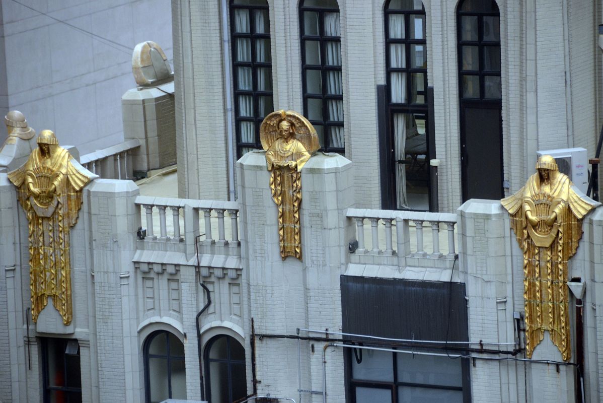 New York City Fifth Avenue 761-4 Chickering Hall 29 West 57 St Giant Golden Caryatids, Some Winged, Hold Musical Instruments